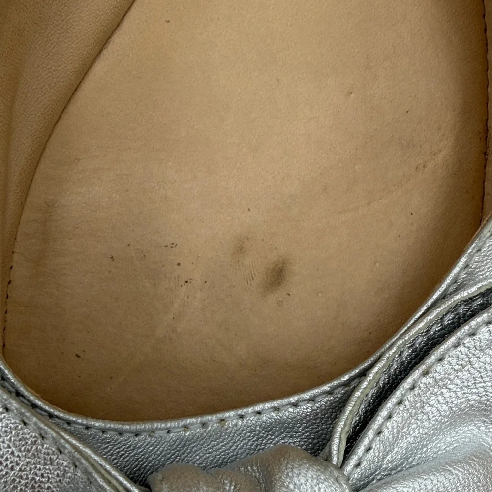 Kate Spade Metallic Silver Flats with Bow - Picture 3 of 10